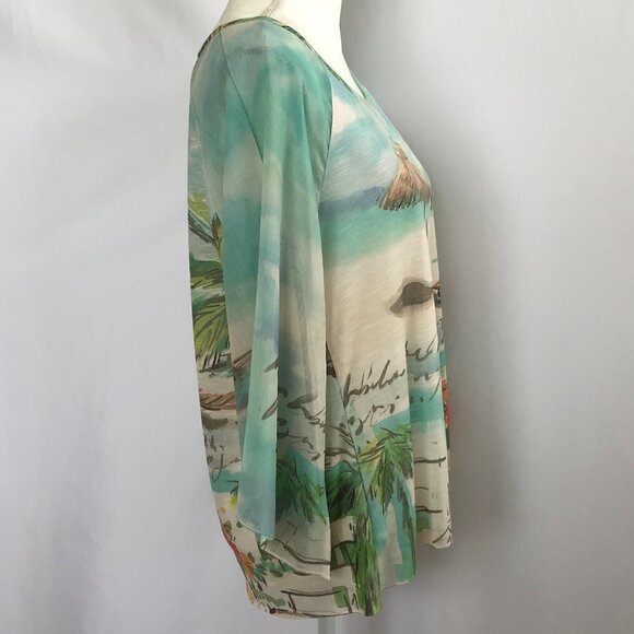 Chico's Beach Scene Blouse Top - Picture 2 of 12